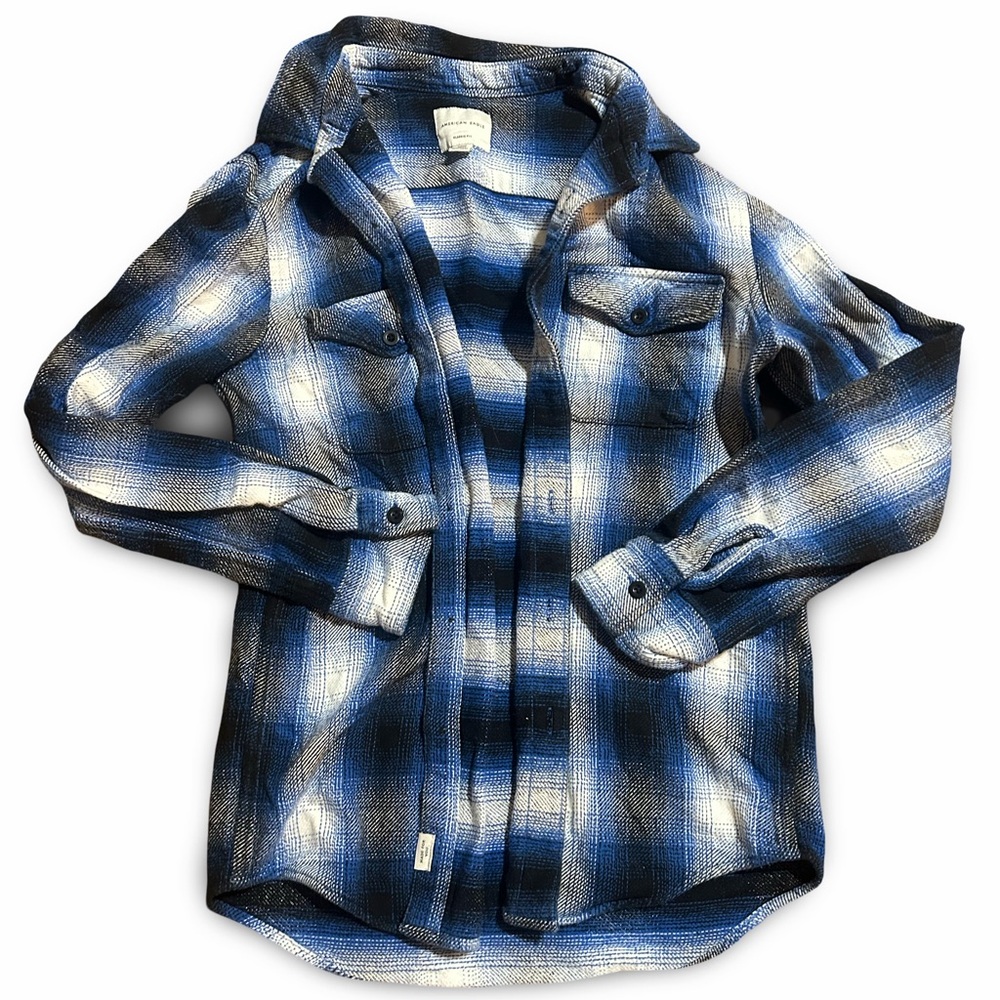 American Eagle Outfitters Navy and White Checkered Shirt